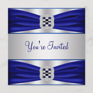 Carte d'invitation de fête cobalt bleu pour toutes