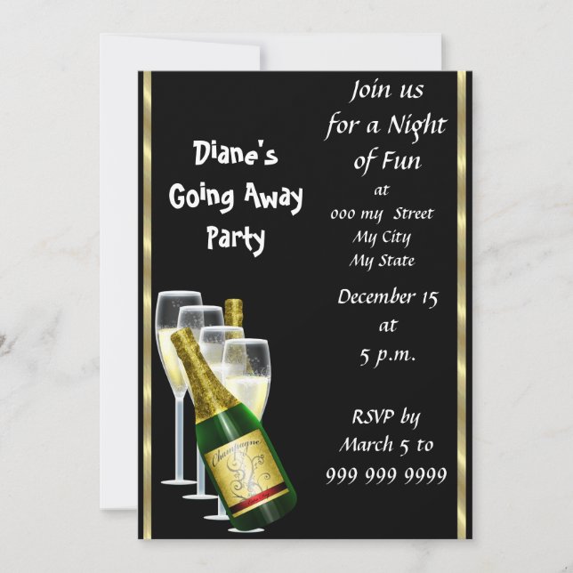 Carte d'invitation de fête d'adieu Au revoir Black (Devant)