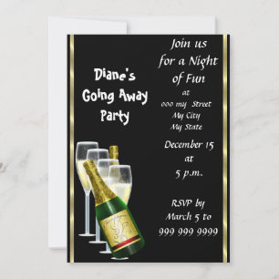 Carte d'invitation de fête d'adieu Au revoir Black