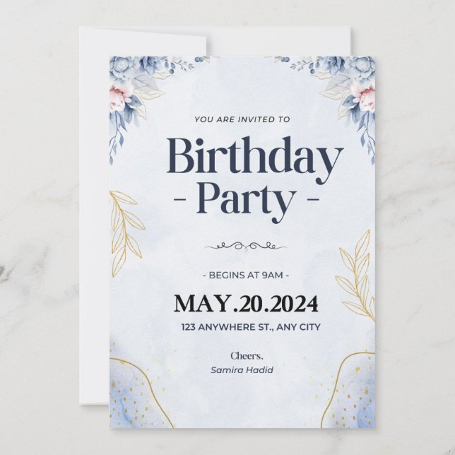 Carte d'invitation de fête d'anniversaire (Dos)