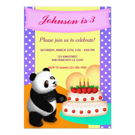 Carte D Invitation De Fete D Anniversaire De Panda Zazzle Fr