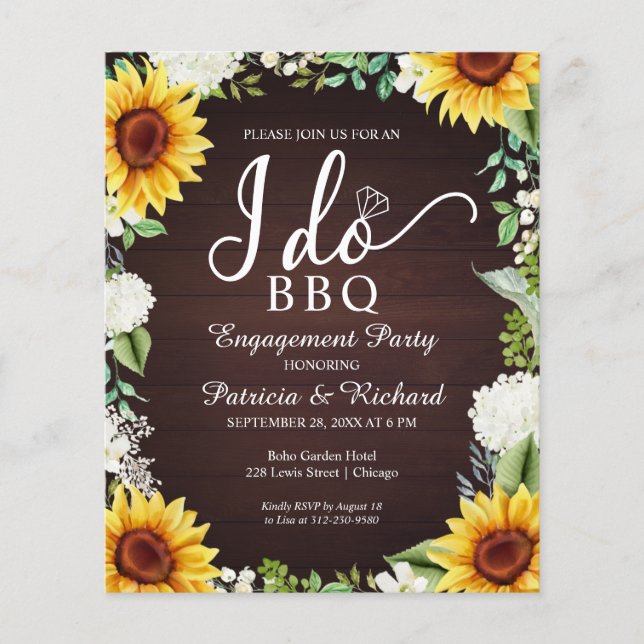 Carte d'invitation de fête de fiançailles rustique (Devant)
