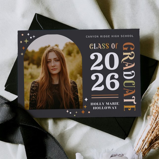 Carte d'invitation de fête de fin d'études Retro T (Créateur téléchargé)