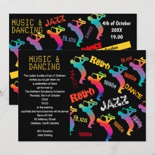 Carte d'invitation de fête de musique dansante Jaz