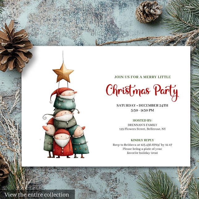 Carte d'invitation de fête de Noël à l'aquarelle e (Quirky watercolor Christmas party invitation card

)