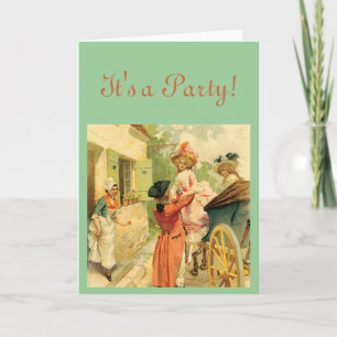 Carte d'invitation de fête de style vintage du 18è