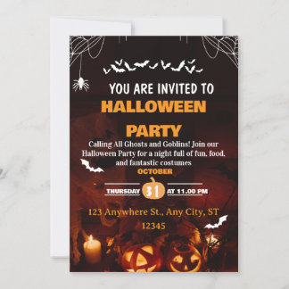 Carte d'invitation de fête déguisée pour Halloween