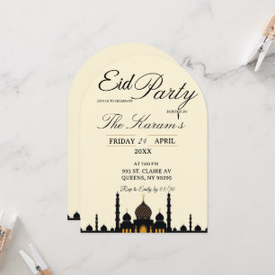 Carte d'invitation de fête d'Eid élégante et minim