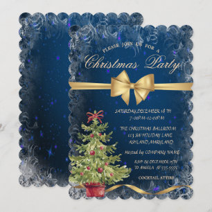 Carte d'invitation de fête d'entreprise bleue avec