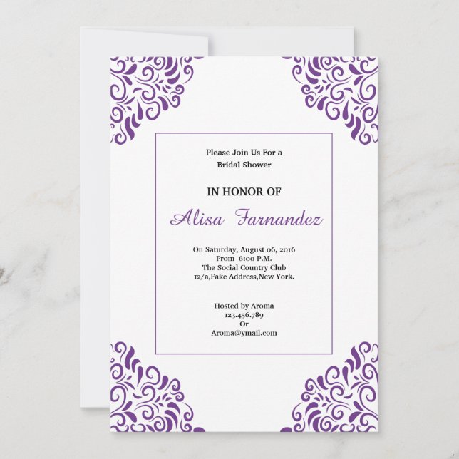 Carte d'invitation de Fête des mariées mariage (Devant)