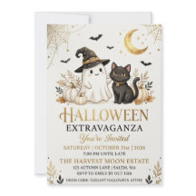 Carte d'invitation de fête d'Halloween en noir et 