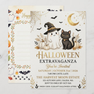 Carte d'invitation de fête d'Halloween en noir et 