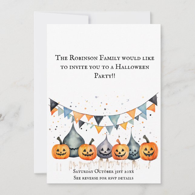 Carte d'invitation de fête Halloween citrouille (Devant)