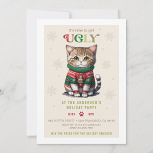 Carte d'invitation de fête pour chat mignon pull m