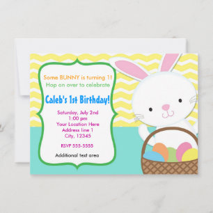 Carte d'invitation de fête pour enfants Lapin de P