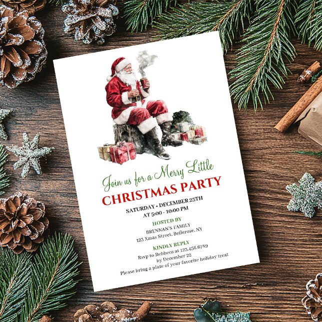 Carte d'invitation de fête pour scène de vacances  (Classic Cozy Holiday Scene Party Invitation Card)