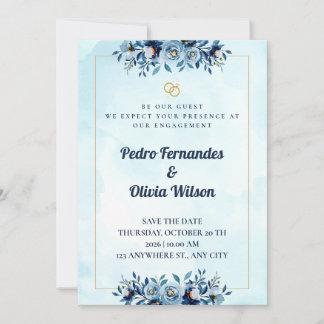 Carte d'invitation de fiançailles à l'aquarelle