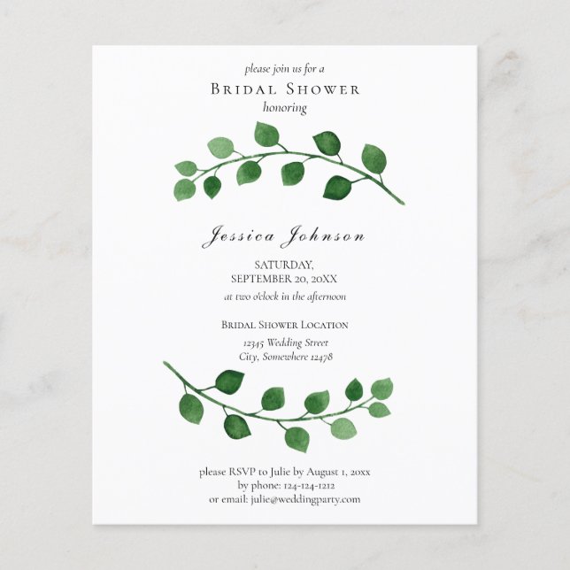 Carte d'invitation de fiançailles au eucalyptus éc (Devant)