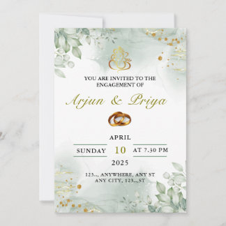 Carte d'invitation de fiançailles indienne, cérémo