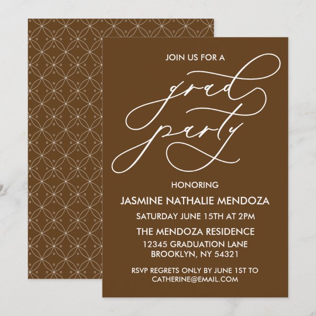 CARTE D'INVITATION DE FIN D'ÉTUDES EN CALLIGRAPHIE (Devant / Derrière)