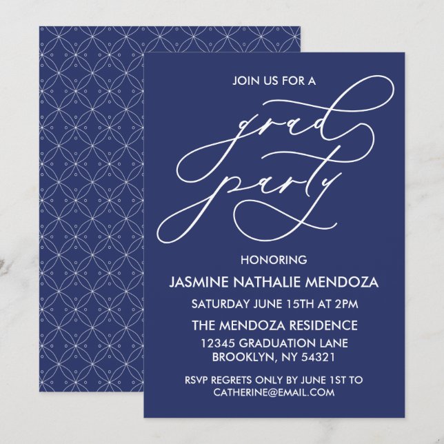 CARTE D'INVITATION DE FIN D'ÉTUDES EN CALLIGRAPHIE (Devant / Derrière)