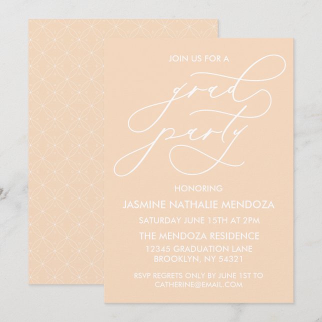 CARTE D'INVITATION DE FIN D'ÉTUDES EN CALLIGRAPHIE (Devant / Derrière)
