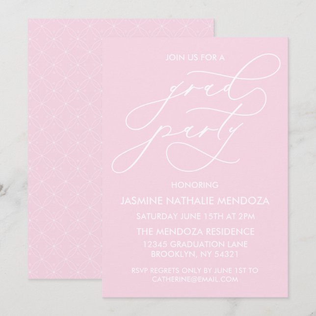 CARTE D'INVITATION DE FIN D'ÉTUDES EN CALLIGRAPHIE (Devant / Derrière)