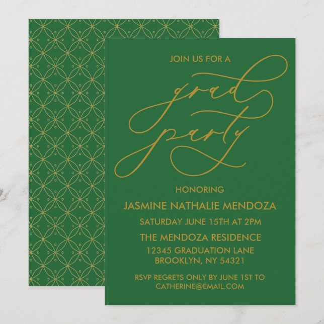 CARTE D'INVITATION DE FIN D'ÉTUDES EN CALLIGRAPHIE (Devant / Derrière)
