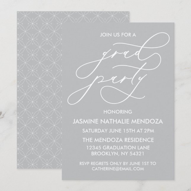 CARTE D'INVITATION DE FIN D'ÉTUDES EN CALLIGRAPHIE (Devant / Derrière)