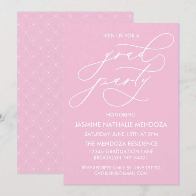 CARTE D'INVITATION DE FIN D'ÉTUDES EN CALLIGRAPHIE (Devant / Derrière)