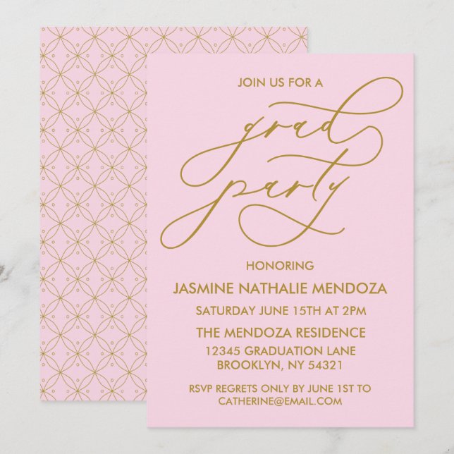 CARTE D'INVITATION DE FIN D'ÉTUDES EN CALLIGRAPHIE (Devant / Derrière)