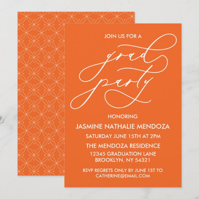 CARTE D'INVITATION DE FIN D'ÉTUDES EN CALLIGRAPHIE (Devant / Derrière)