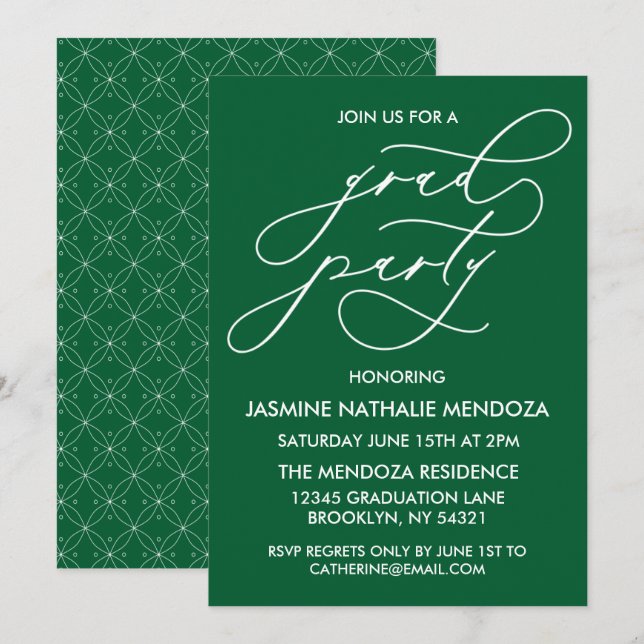 CARTE D'INVITATION DE FIN D'ÉTUDES EN CALLIGRAPHIE (Devant / Derrière)