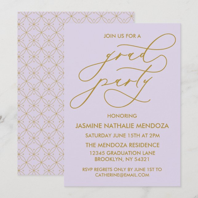 CARTE D'INVITATION DE FIN D'ÉTUDES EN CALLIGRAPHIE (Devant / Derrière)