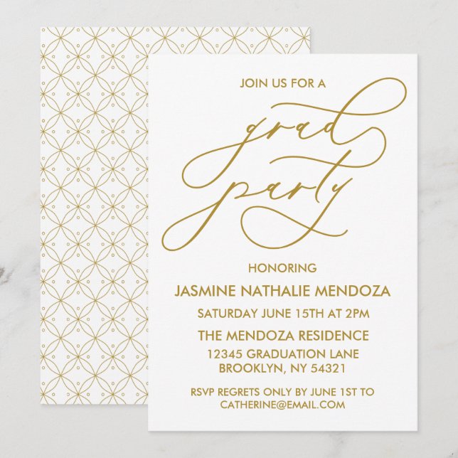 CARTE D'INVITATION DE FIN D'ÉTUDES EN CALLIGRAPHIE (Devant / Derrière)