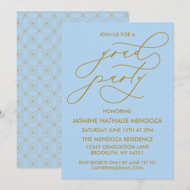 CARTE D'INVITATION DE FIN D'ÉTUDES EN CALLIGRAPHIE (Devant / Derrière)