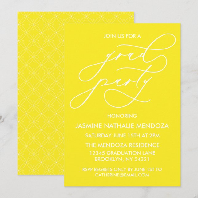 CARTE D'INVITATION DE FIN D'ÉTUDES EN CALLIGRAPHIE (Devant / Derrière)