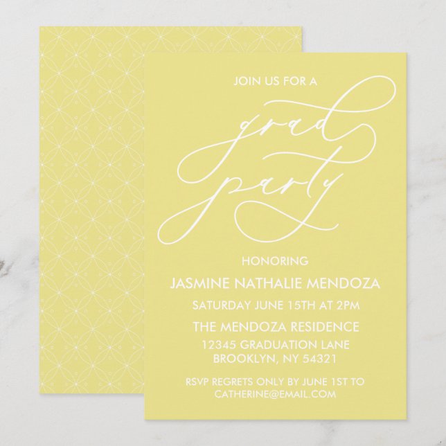 CARTE D'INVITATION DE FIN D'ÉTUDES EN CALLIGRAPHIE (Devant / Derrière)