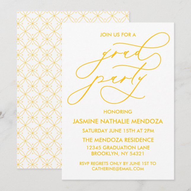 CARTE D'INVITATION DE FIN D'ÉTUDES EN CALLIGRAPHIE (Devant / Derrière)