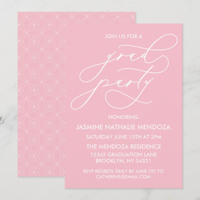 CARTE D'INVITATION DE FIN D'ÉTUDES EN CALLIGRAPHIE (Devant / Derrière)