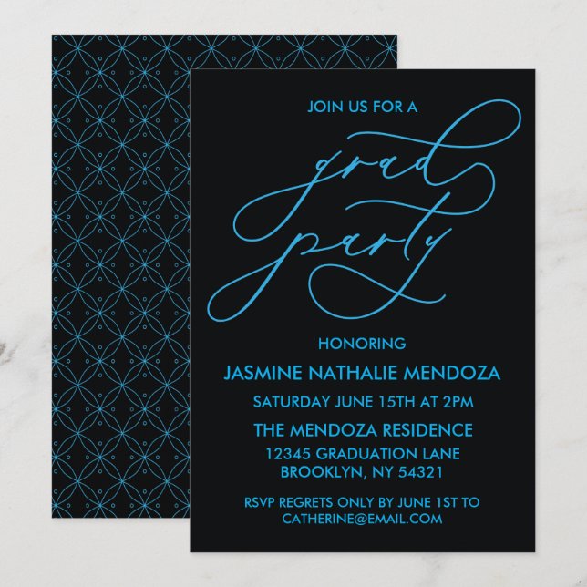 CARTE D'INVITATION DE FIN D'ÉTUDES EN CALLIGRAPHIE (Devant / Derrière)