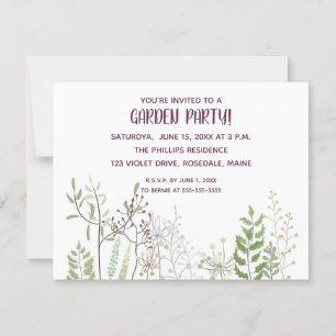 Carte d'invitation de Jardin aquarelle modifiable