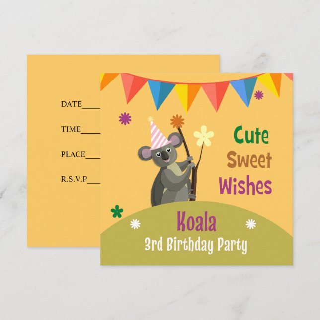 Carte d'invitation de la fête Anniversaire de enfa (Devant / Derrière)