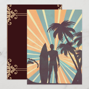 Carte d'invitation de la fille de surfer