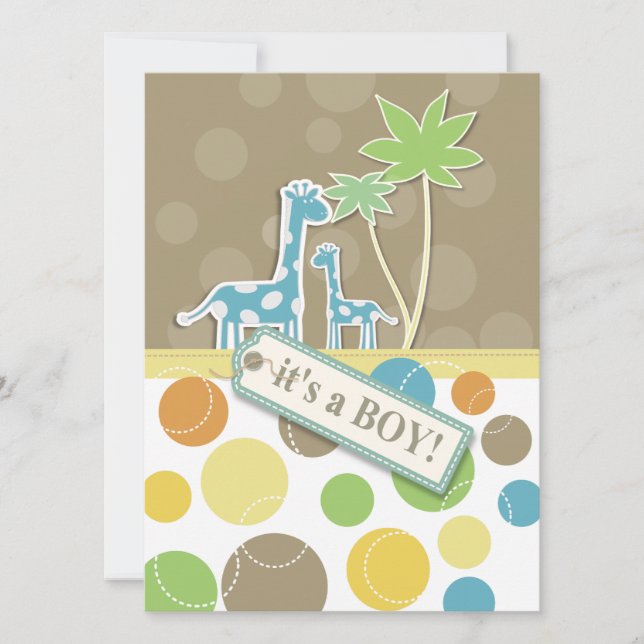 Carte d'invitation de la girafe Dots de douches po (Devant)