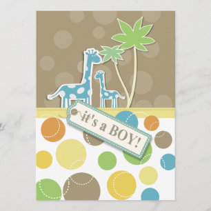 Carte d'invitation de la girafe Dots de douches po