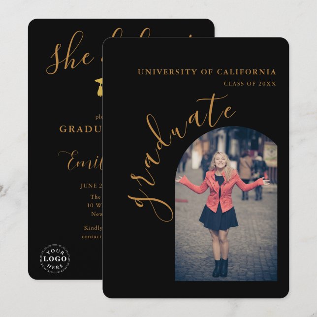 Carte d'invitation de la partie de graduation en t (Devant / Derrière)
