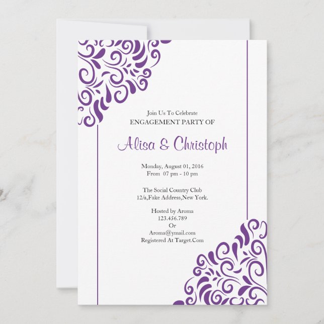 Carte d'invitation de la partie d'engagement (Devant)