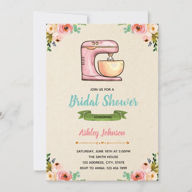 Carte d'invitation de la partie douche de cuisine (Devant)