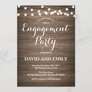 Carte d'invitation de la partie Rustic Wood Engage